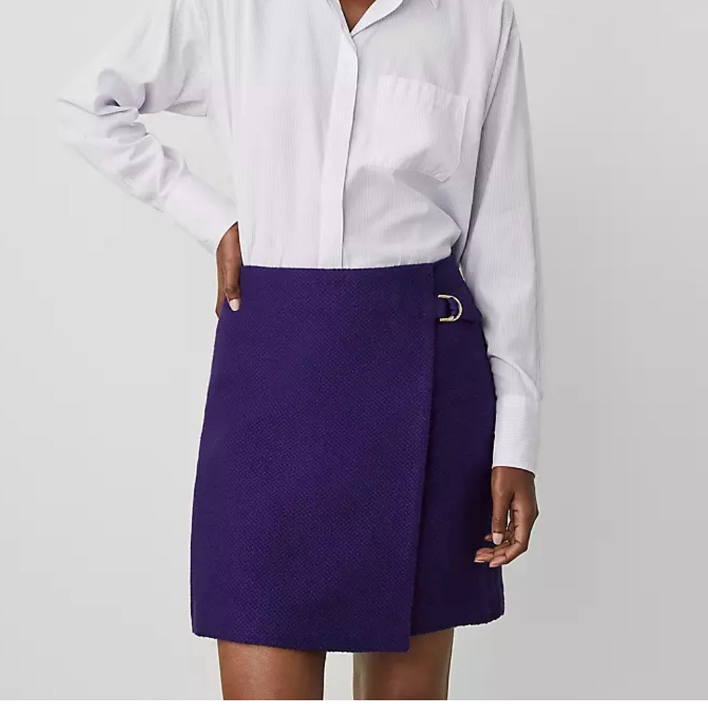 Tweed d-ring wrap skirt